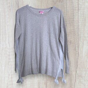 Lilly Pulitzer Jody Tassel Sweater Gray Coolmax Cotton Preppy Spring Size S